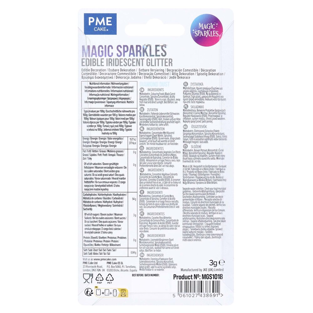 PME Eetbare glitter 3g "Diamond Dust"