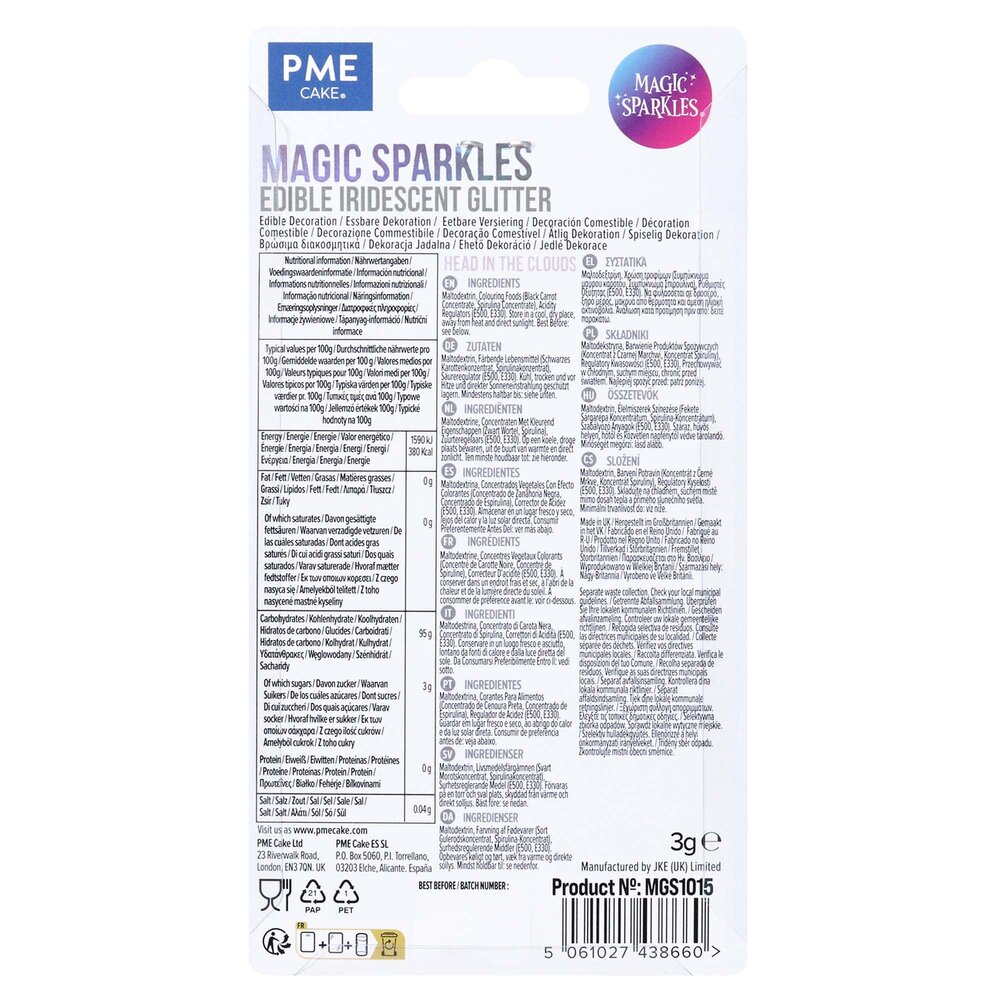 PME Eetbare glitter 3g "Head in the Clouds"