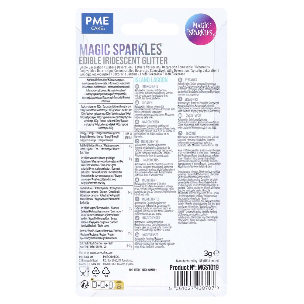 PME Edible Iridescent Glitter 3g "Island Lagoon"