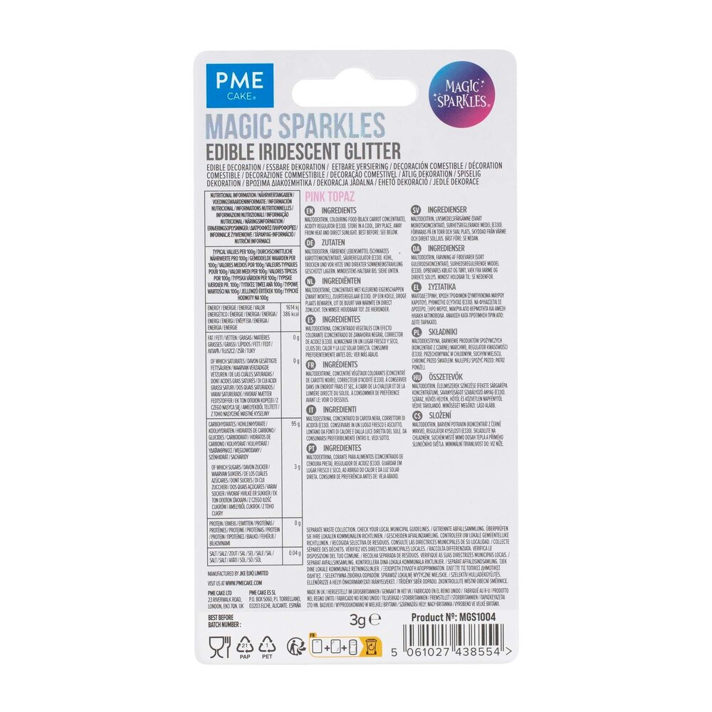 PME Edible Iridescent Glitter 3g "Pink Topaz"