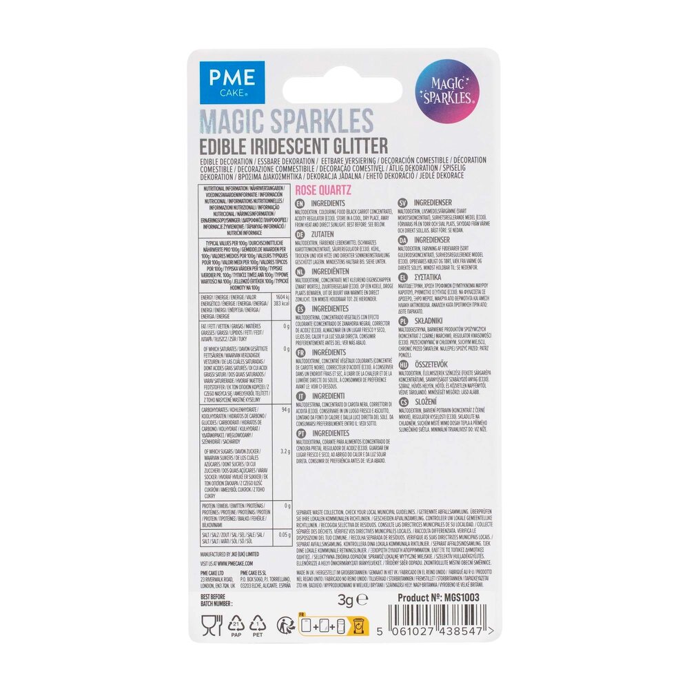 PME Edible Iridescent Glitter 3g "Rose Quartz" PME Edible Iridescent Glitter 3g "Rose Quartz"