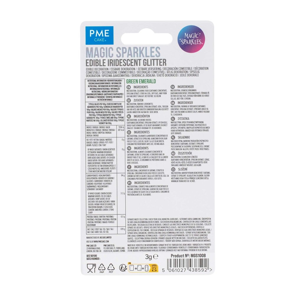 PME Edible Iridescent Glitter 3g Green