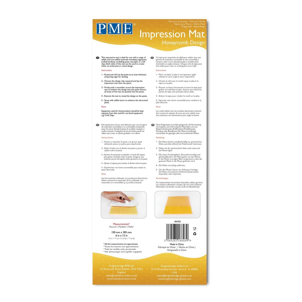 PME Impression Mat - Honeycomb Design (150 x 305mm / 6 x 12”)