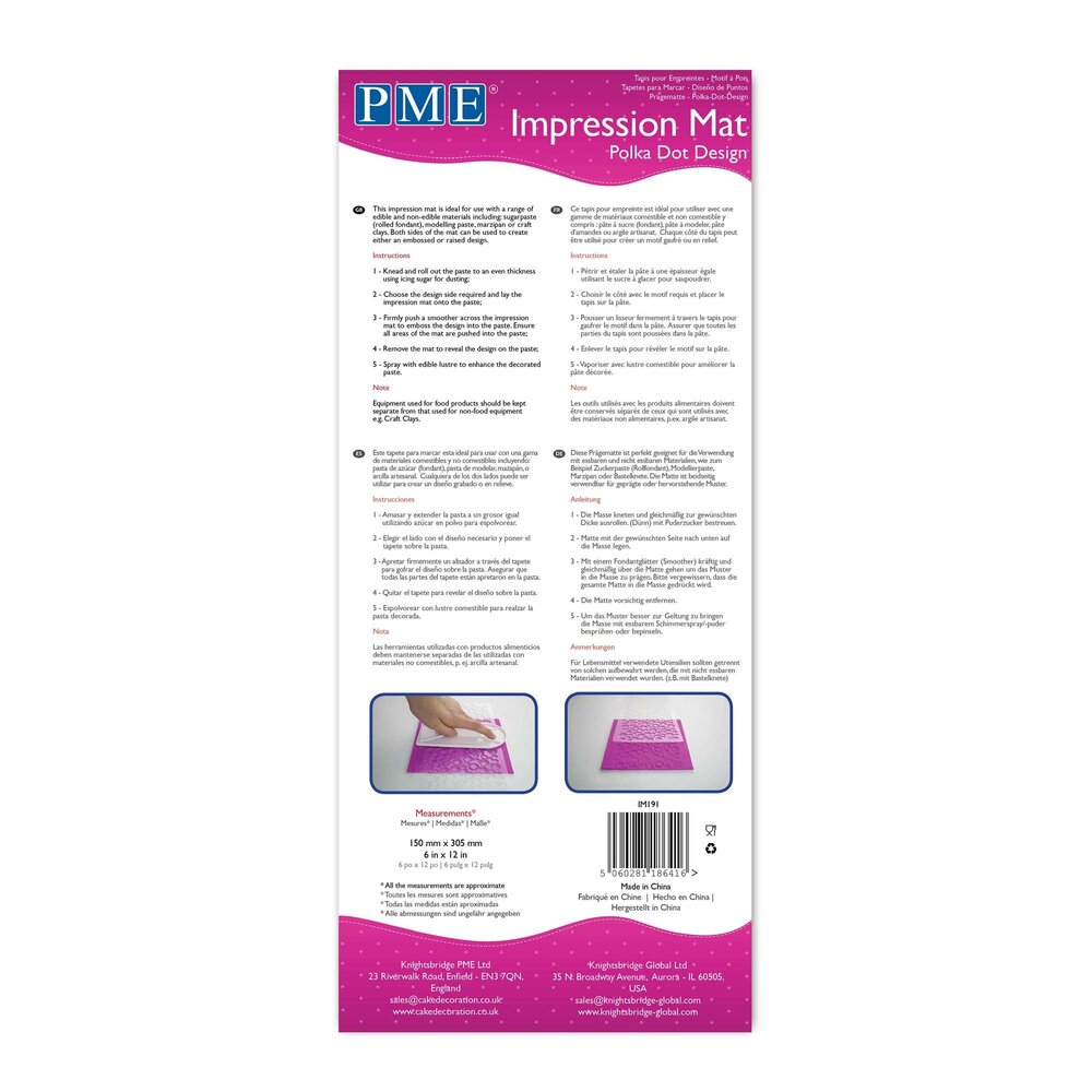 PME Impression Mat - Polka Dot (150 x 305mm / 6 x 12”)