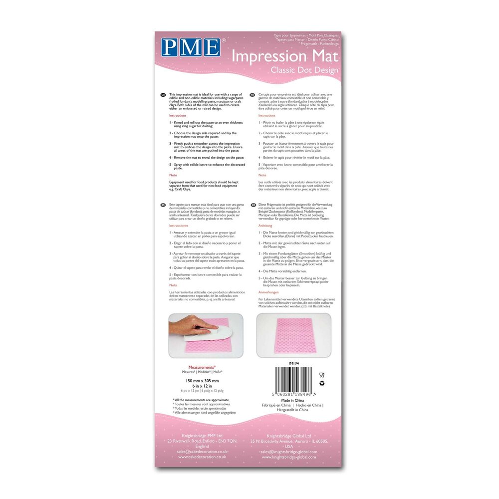 PME Impression Mat - Classic Dot Design (150 x 305mm / 6 x 12”) PME Impression Mat - Classic Dot Design (150 x 305mm / 6 x 12”)