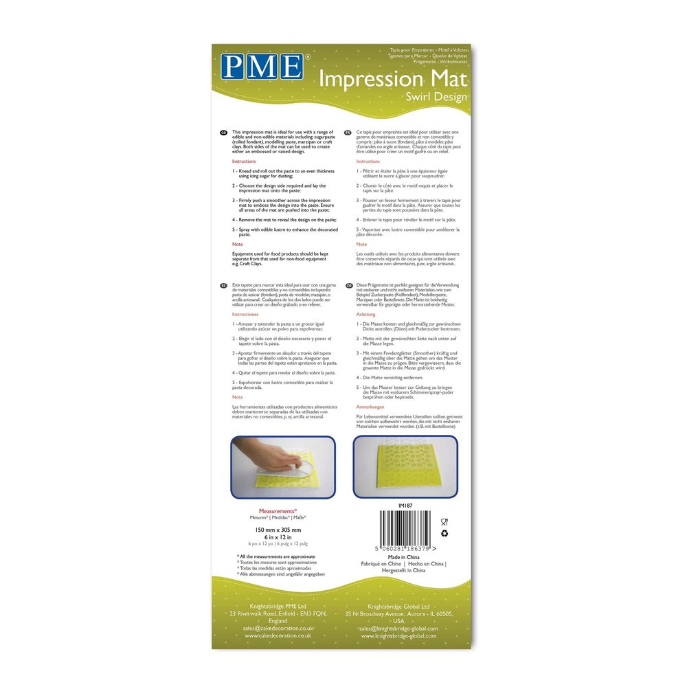 PME Impression Mat - Swirl (150 x 305mm / 6 x 12”)