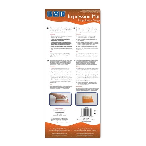 PME Impression Mat - Large Square Design (150 x 305mm / 6 x 12”) PME Impression Mat - Large Square Design (150 x 305mm / 6 x 12”)