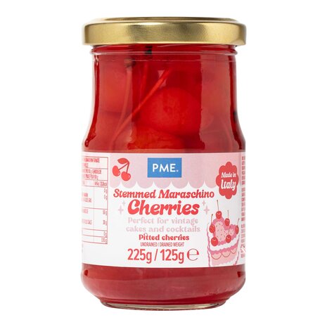 PME Rode Maraschino Kersen met Stelen (225g) /12