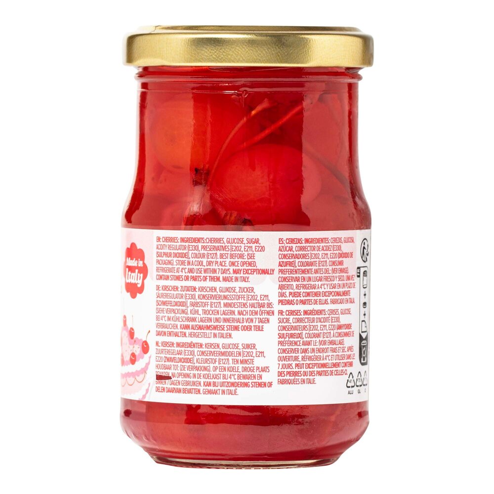 PME Rode Maraschino Kersen met Stelen (225g) /12