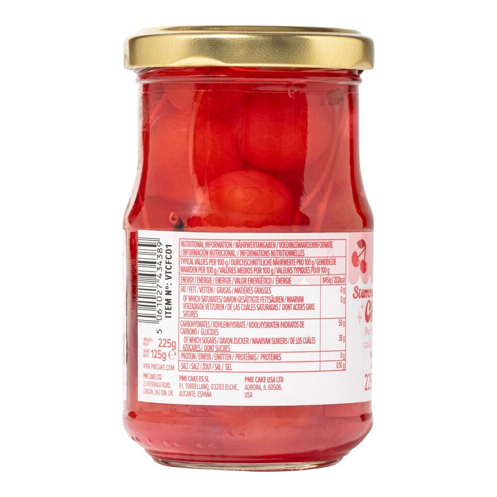 PME Rode Maraschino Kersen met Stelen (225g) /12
