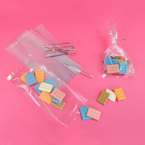 PME 25 uitdeelzakjes cellofaan met strikje 23x10cm