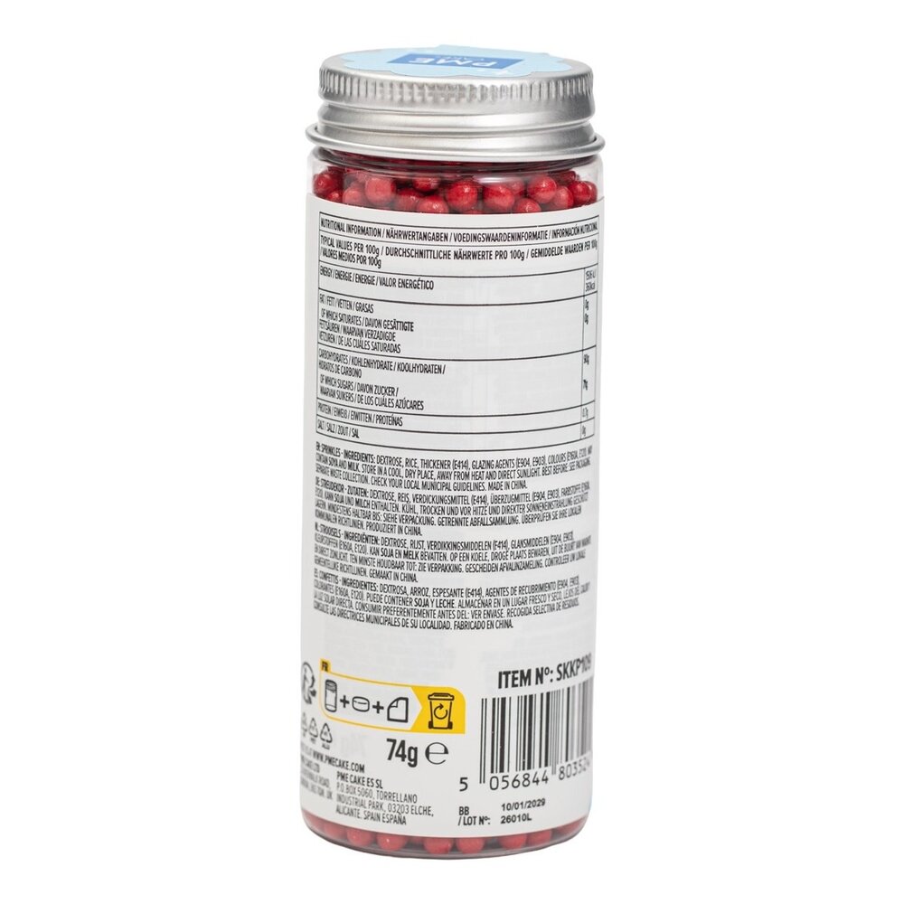 PME Pearl Sprinkles – Red 4mm (74g / 2,61oz)
