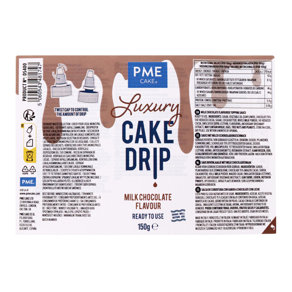 PME Luxe Cake Drip - Melkchocolade (150g)
