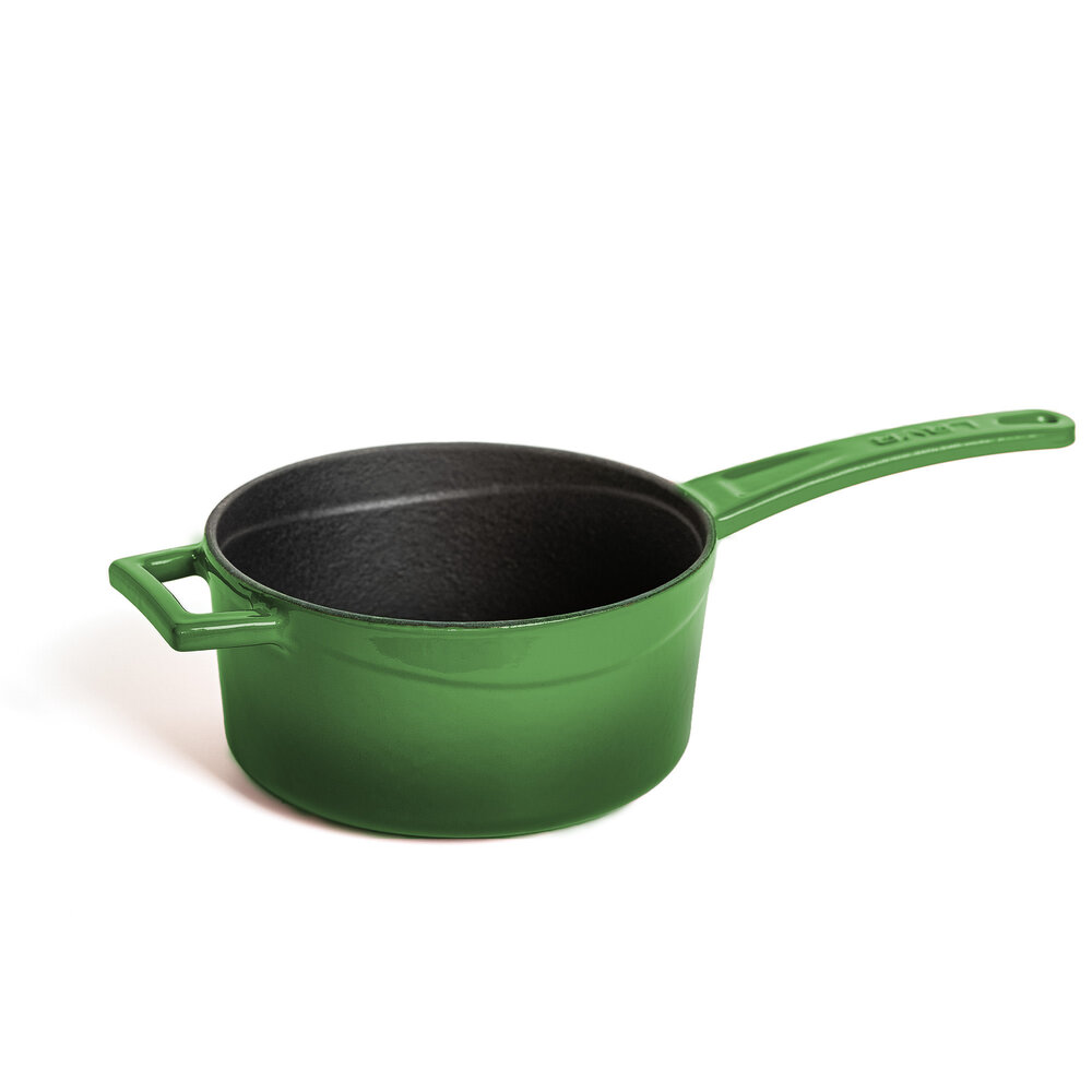 Lava Geëmailleerde gietijzeren steelpan 16cm 1,35L groen