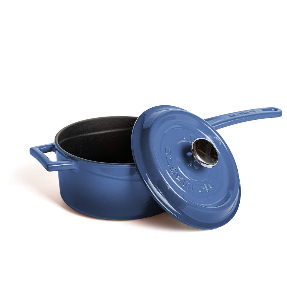 Lava Geëmailleerde gietijzeren steelpan 16cm 1,35L blauw