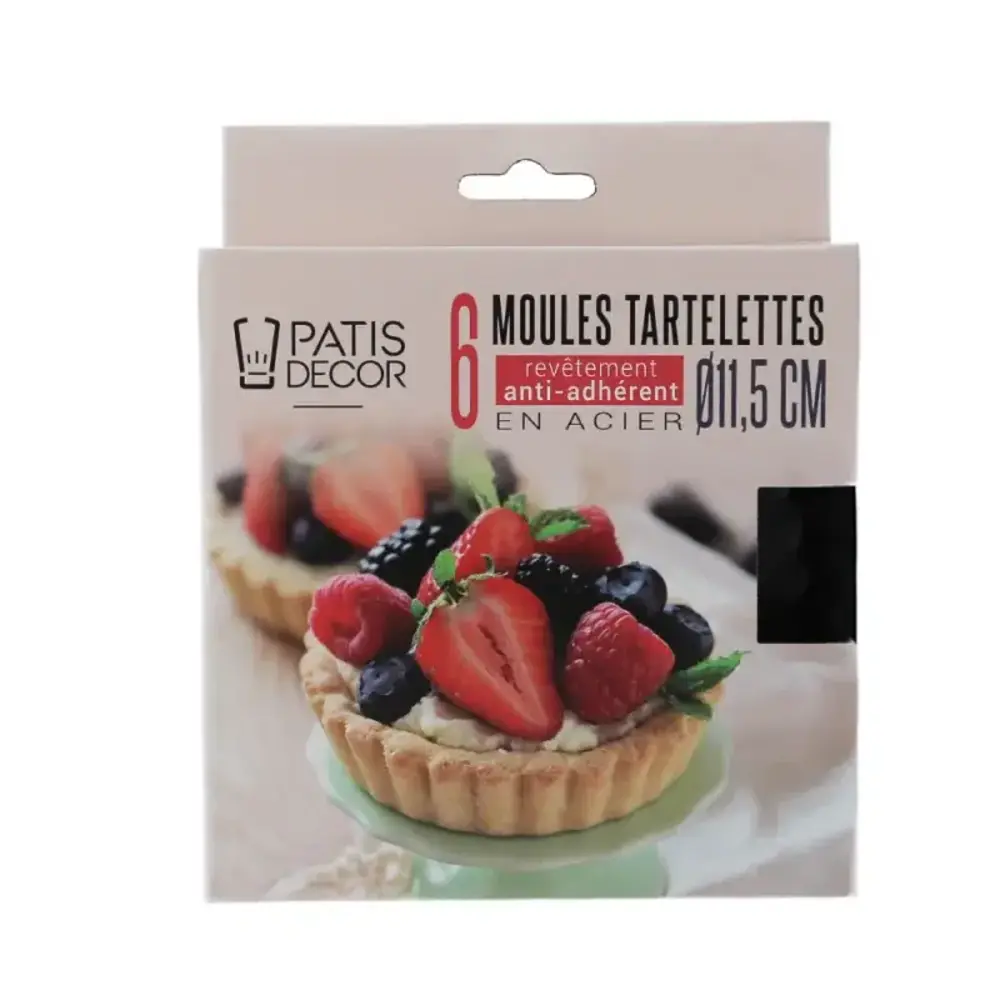 Patis Decor Non-stick steel tartlet molds Ø 11.5 cm, PFAS-free, set of 6 Patis Decor Non-stick steel tartlet molds Ø 11.5 cm, PFAS-free, set of 6