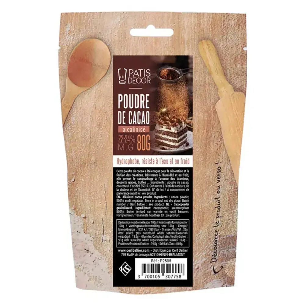 Patis Decor Alkalized cocoa powder, matte finish, 80 g Patis Decor Alkalized cocoa powder, matte finish, 80 g