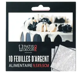 Edible silver leaf, pack of 10 Edible silver leaf, pack of 10