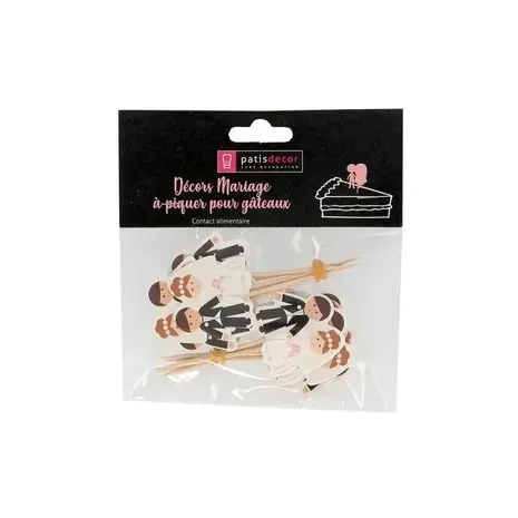 Patis Decor Bruiloft thema cupcake toppers, ca. 3,5 cm, set van 12 Patis Decor Bruiloft thema cupcake toppers, ca. 3,5 cm, set van 12