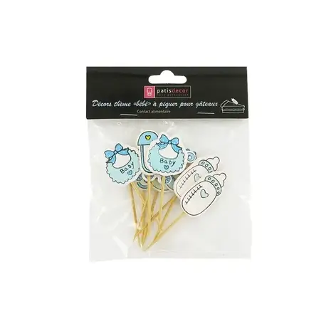 Patis Decor Baby boy cupcake toppers, 3.5 cm, pack of 10