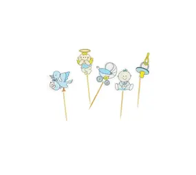 Patis Decor Baby boy birth cupcake toppers, 4.5 cm, pack of 10