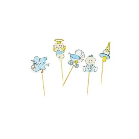 Patis Decor Geboorte jongen thema cupcake toppers, 4,5 cm, set van 10