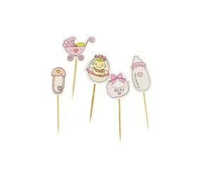 Patis Decor Baby girl cupcake toppers, 3.5 cm, pack of 10