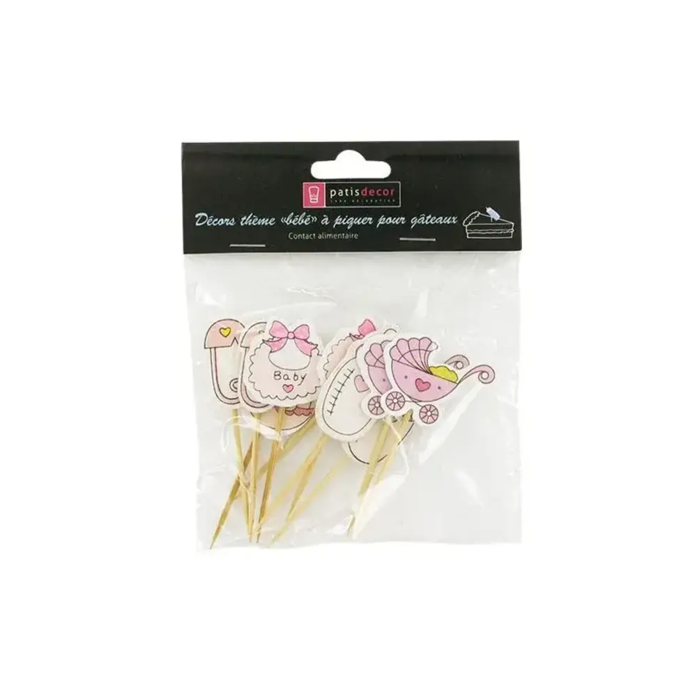 Patis Decor Baby girl theme cupcake toppers, 3.5 cm, pack of 10 Patis Decor Baby girl theme cupcake toppers, 3.5 cm, pack of 10