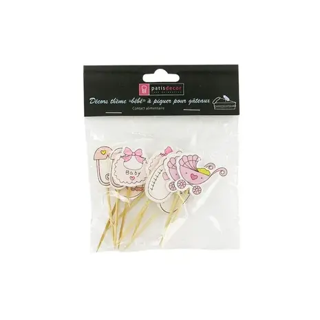 Patis Decor Baby girl theme cupcake toppers, 3.5 cm, pack of 10 Patis Decor Baby girl theme cupcake toppers, 3.5 cm, pack of 10