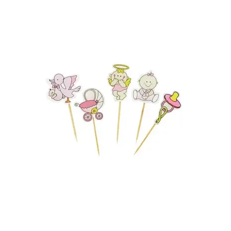 Patis Decor Baby girl birth theme cake toppers, 4.5 cm, pack of 10 Patis Decor Baby girl birth theme cake toppers, 4.5 cm, pack of 10
