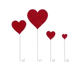 Patis Decor Shiny heart cake toppers, pack of 7