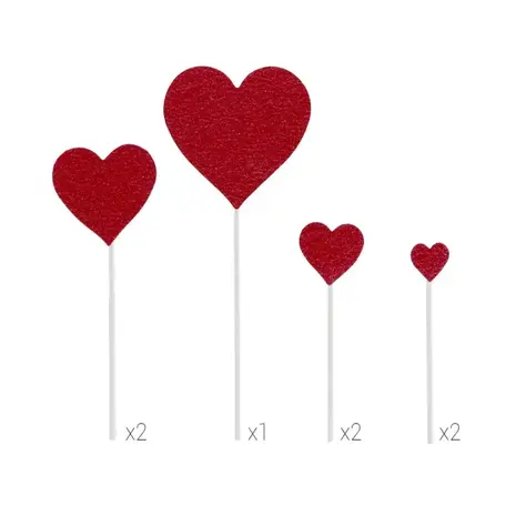 Patis Decor Glanzende hart cake toppers, 4 maten, set van 7
