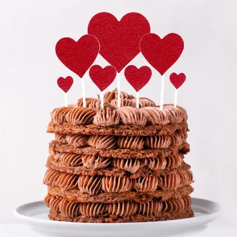Patis Decor Shiny heart cake toppers, 4 sizes, pack of 7