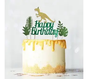 Patis Decor Happy birthday dinosaur cake toppers, pack of 3