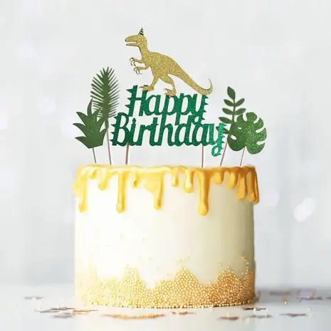 Patis Decor Happy birthday dinosaur theme cake toppers, pack of 3 Patis Decor Happy birthday dinosaur theme cake toppers, pack of 3