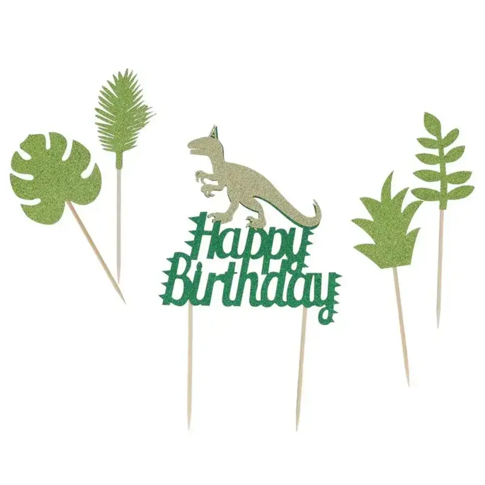 Patis Decor Happy birthday dinosaur theme cake toppers, pack of 3 Patis Decor Happy birthday dinosaur theme cake toppers, pack of 3