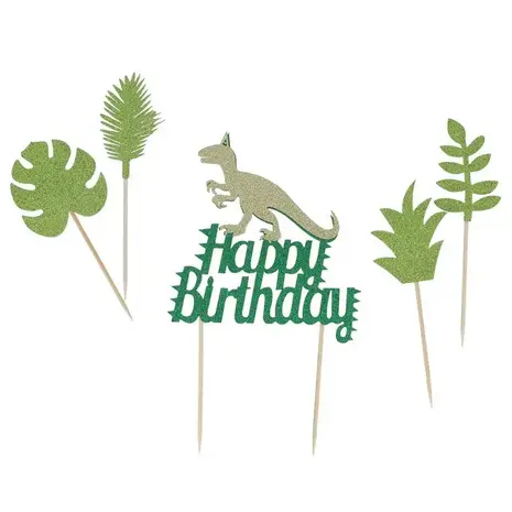 Patis Decor Happy birthday dinosaur theme cake toppers, pack of 3 Patis Decor Happy birthday dinosaur theme cake toppers, pack of 3