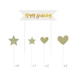 Patis Decor Happy birthday cake toppers, stars and hearts, pack of 10 Patis Decor Happy birthday cake toppers, stars and hearts, pack of 10