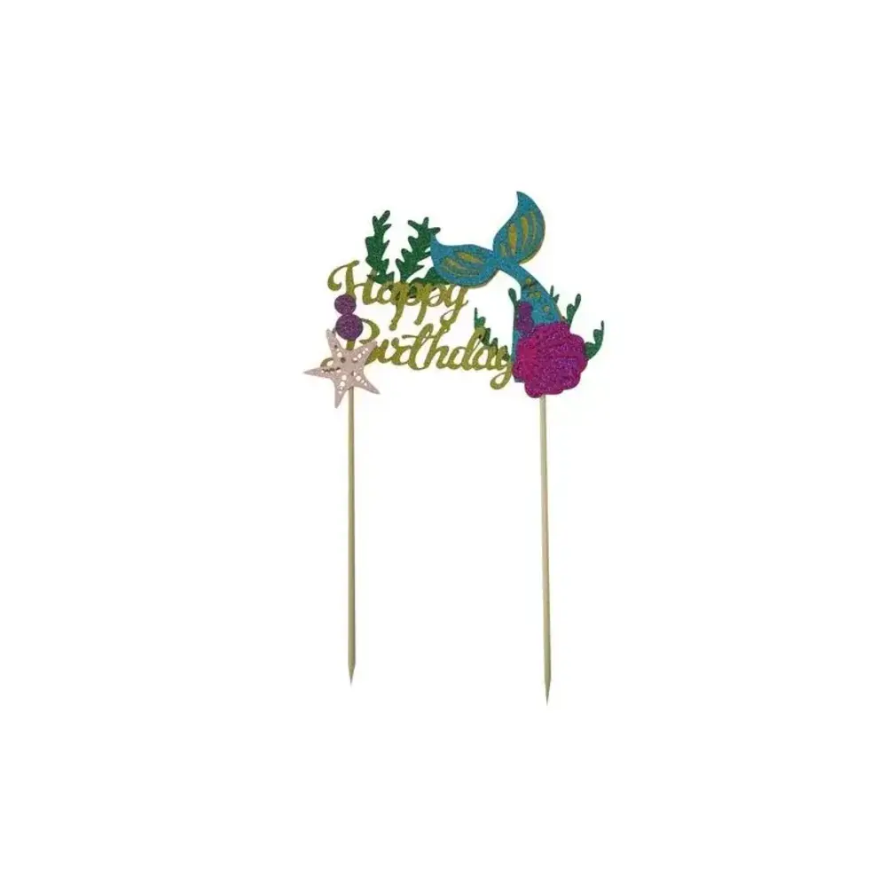 Patis Decor Happy birthday mermaid and ocean theme cake topper, approx. 24 cm Patis Decor Happy birthday mermaid and ocean theme cake topper, approx. 24 cm