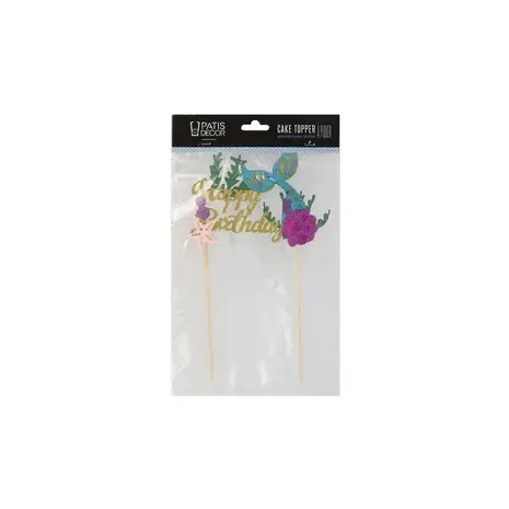 Patis Decor Happy birthday mermaid and ocean theme cake topper, approx. 24 cm Patis Decor Happy birthday mermaid and ocean theme cake topper, approx. 24 cm