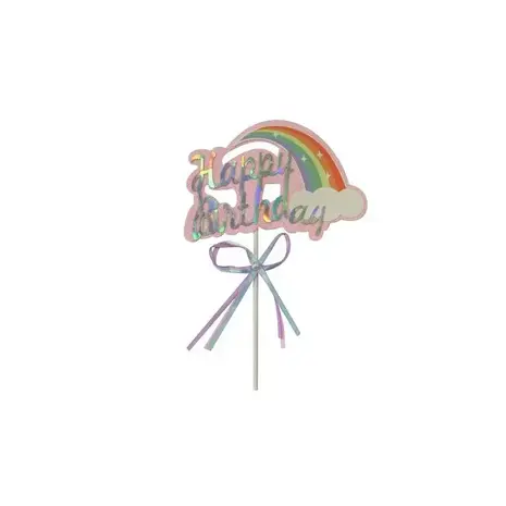Patis Decor Happy birthday regenboog cake topper, roze tinten, 20 cm Patis Decor Happy birthday regenboog cake topper, roze tinten, 20 cm