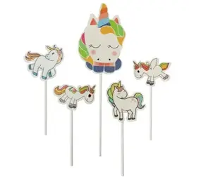 Patis Decor Gesorteerde eenhoorn cake toppers, groot 20,5 cm, klein 11,5 cm, set van 5