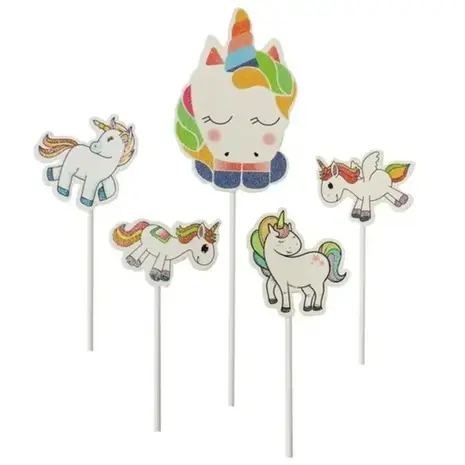 Patis Decor Assorted glitter unicorn cake toppers, large 20.5 cm / small 11.5 cm, pack of 5 Patis Decor Assorted glitter unicorn cake toppers, large 20.5 cm / small 11.5 cm, pack of 5