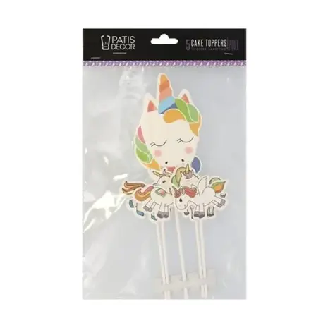 Patis Decor Assorted glitter unicorn cake toppers, large 20.5 cm / small 11.5 cm, pack of 5 Patis Decor Assorted glitter unicorn cake toppers, large 20.5 cm / small 11.5 cm, pack of 5