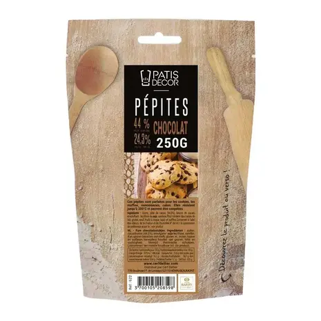 Patis Decor Dark chocolate chips by Barry Callebaut, 44% cacao, 250 g, baking-stable Patis Decor Dark chocolate chips by Barry Callebaut, 44% cacao, 250 g, baking-stable