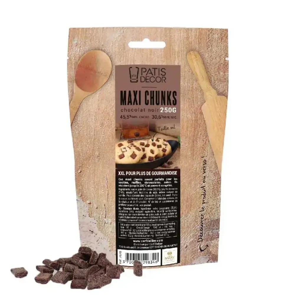 Patis Decor Dark chocolate maxi chunks by Barry Callebaut, 45.5% cacao, 250 g Patis Decor Dark chocolate maxi chunks by Barry Callebaut, 45.5% cacao, 250 g