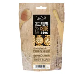 Patis Decor White chocolate chunks, 20% cacao, 250 g