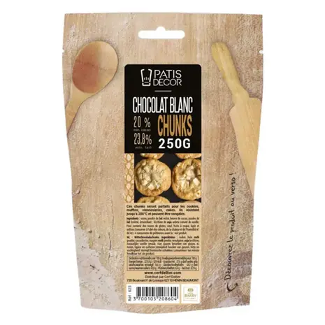 Patis Decor White chocolate chunks by Barry Callebaut, 20% cacao, 250 g Patis Decor White chocolate chunks by Barry Callebaut, 20% cacao, 250 g