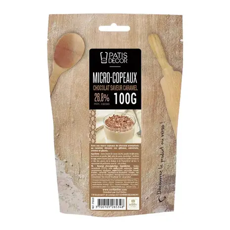 Patis Decor Caramel milk chocolate micro shavings by Barry Callebaut, 26.8% cacao, 100 g