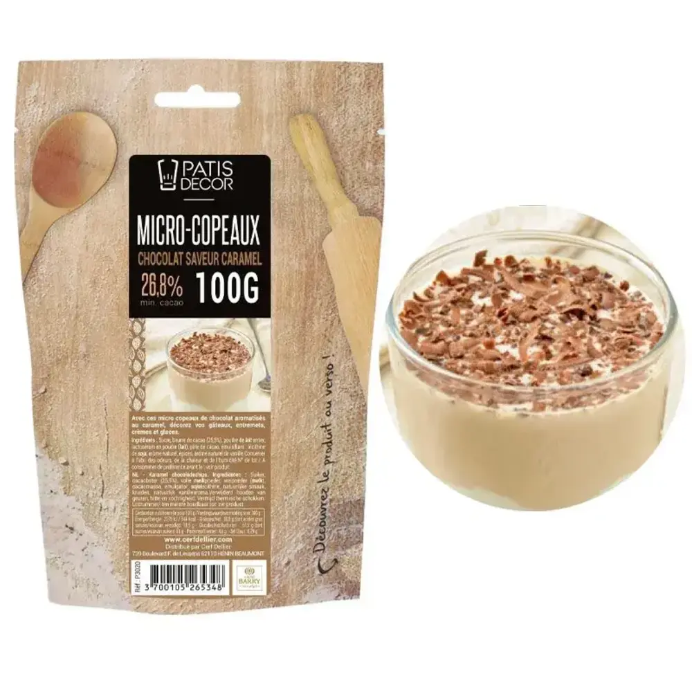 Patis Decor Caramel milk chocolate micro shavings by Barry Callebaut, 26.8% cacao, 100 g